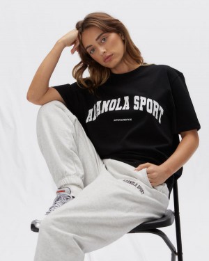 Adanola Nola Sports Kort Sleeve Oversized T-shirt Sort | SN-ADA56496