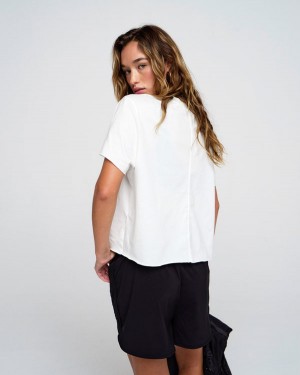 Adanola Raw Hem T-shirt Hvide | SN-ADA56485