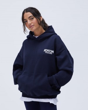 Adanola Sportswear Oversized Hoodie Mørkeblå Blå | SN-ADA56519