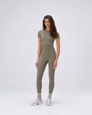 Adanola Ultimate Kort Sleeve Unitard Olivengrøn Grøn | SN-ADA56631