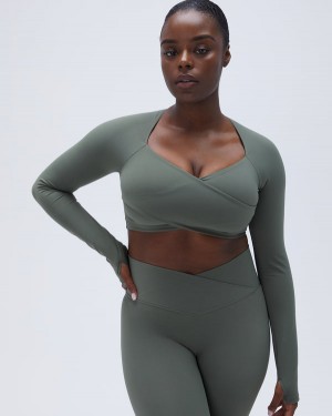 Adanola Ultimate Long Sleeve Wrap Top Khaki Grøn | SN-ADA56487