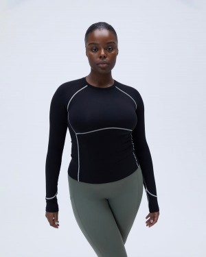 Adanola Ultimate Seam Detail Long Sleeve Top Sort Grå | SN-ADA56503