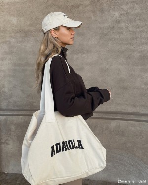 Adanola Varsity Tote Bag Hvide Sort | SN-ADA56676