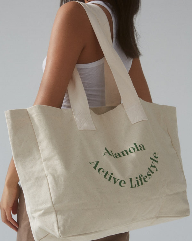 Adanola Active Lifestyle Tote Bag Hvide Grøn | SN-ADA56674