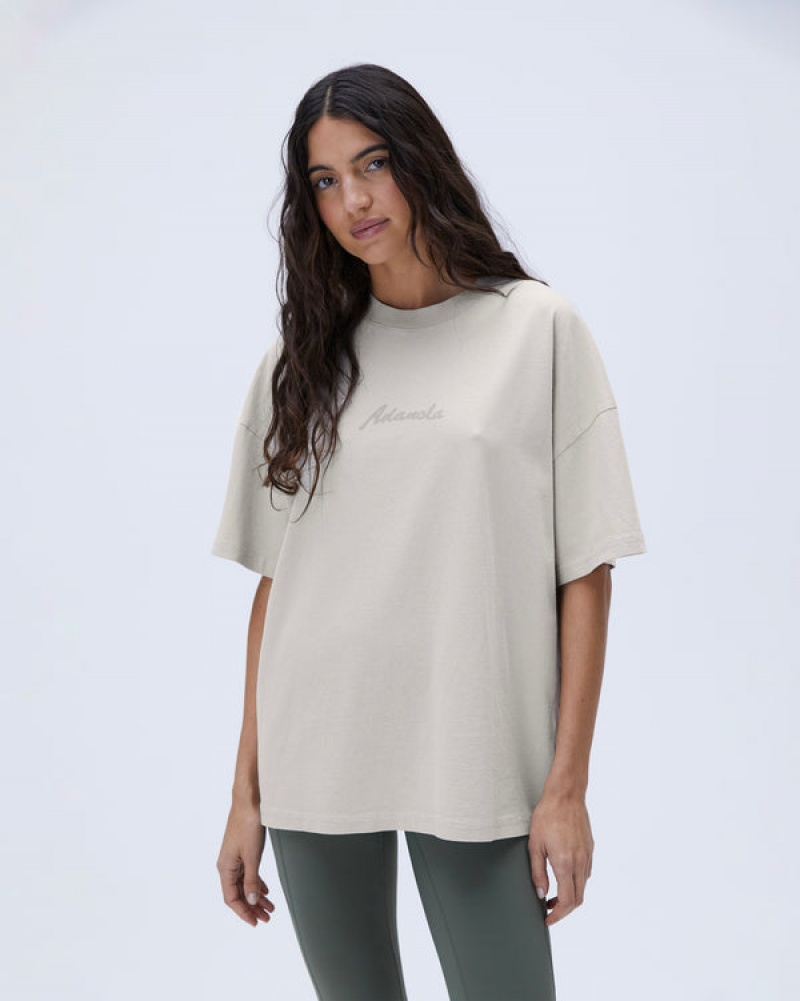 Adanola Freehand Washed Kort Sleeve Boxy T-shirt Grå | SN-ADA56506