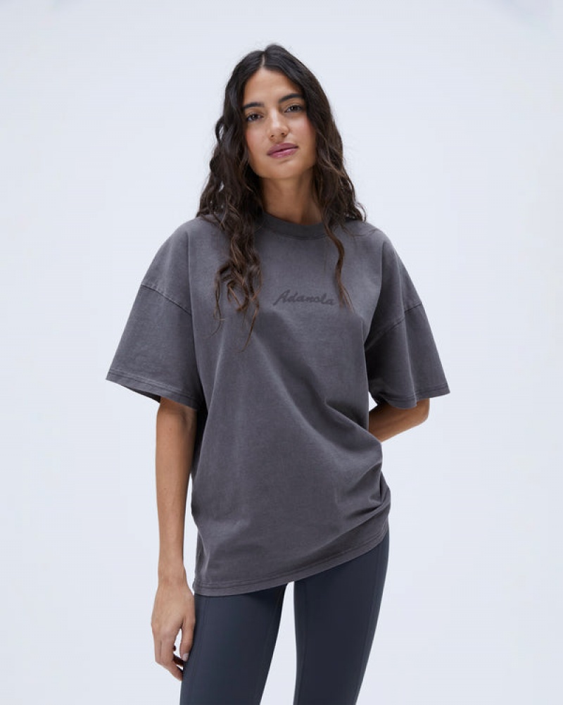 Adanola Freehand Washed Kort Sleeve Boxy T-shirt Grå | SN-ADA56507