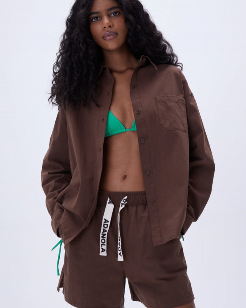 Adanola Oversized Bomulds Shirt Chokolade Brune | SN-ADA56465