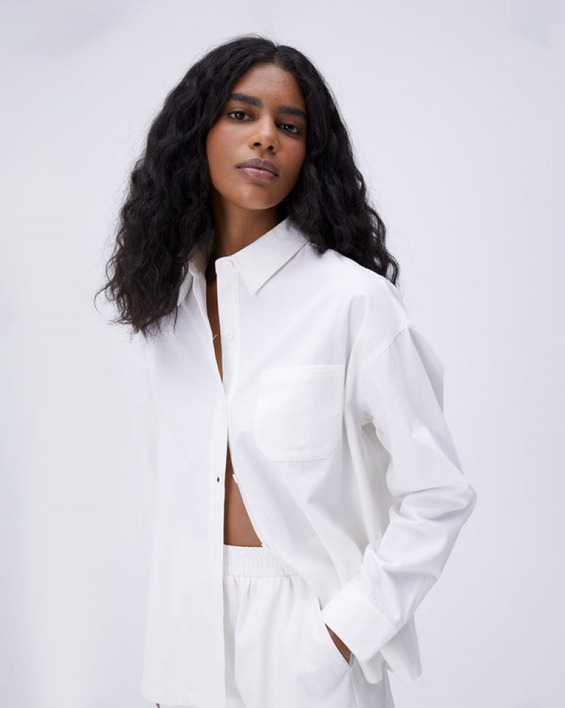 Adanola Oversized Bomulds Shirt Hvide | SN-ADA56452