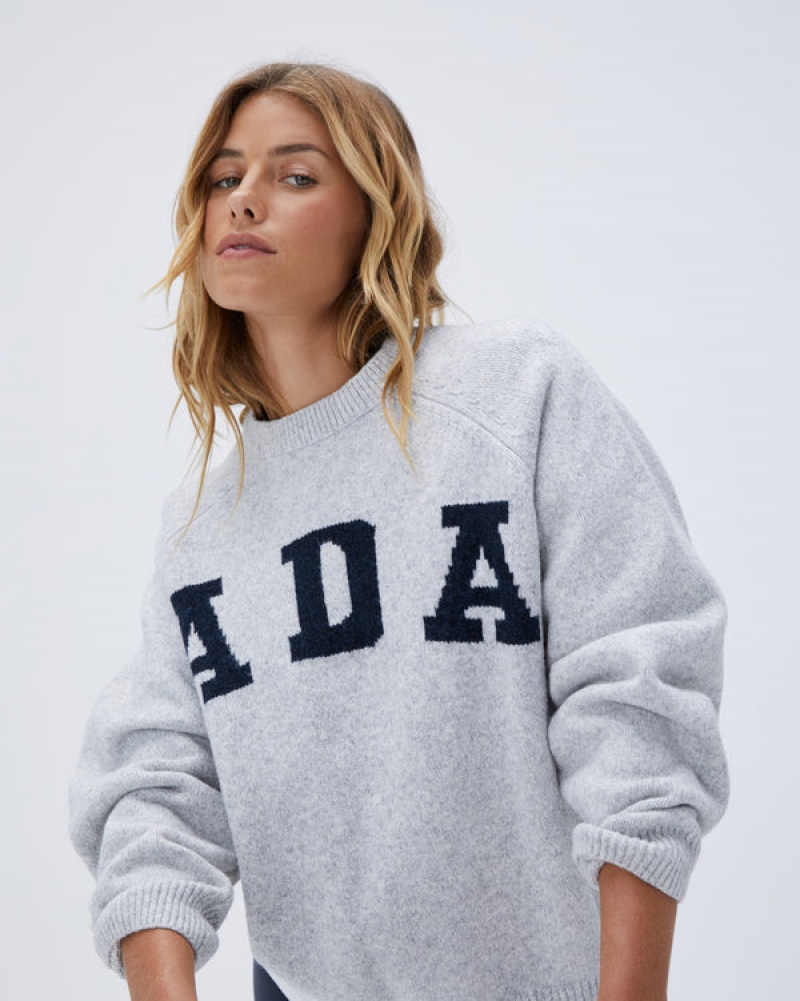 Adanola Oversized Knit Sweatshirt Lysegrå | SN-ADA56510