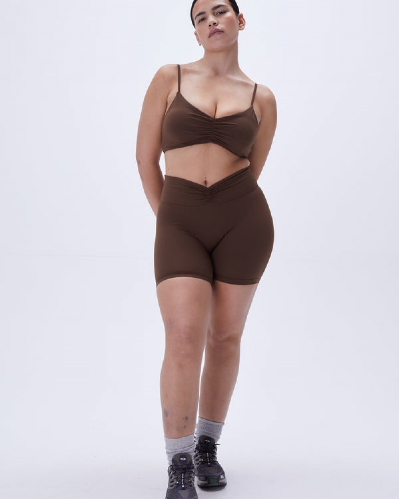 Adanola Ultimate Ruched Crop Shorts Chokolade Brune | SN-ADA56603