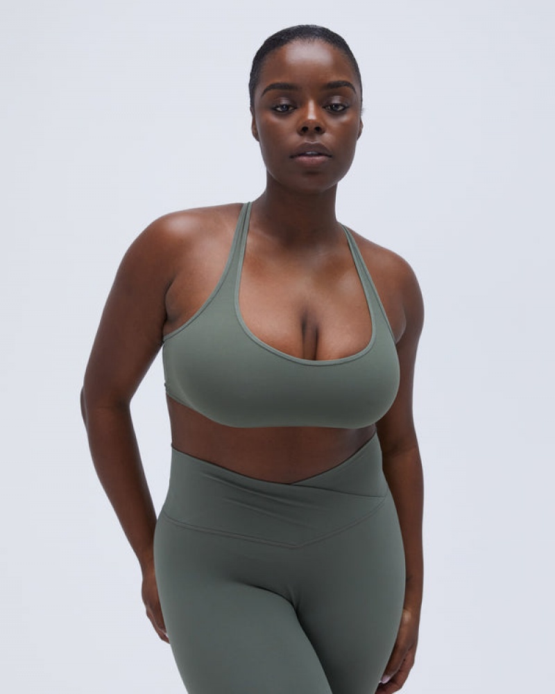 Adanola Ultimate V Neck Racer Bra Khaki Grøn | SN-ADA56584