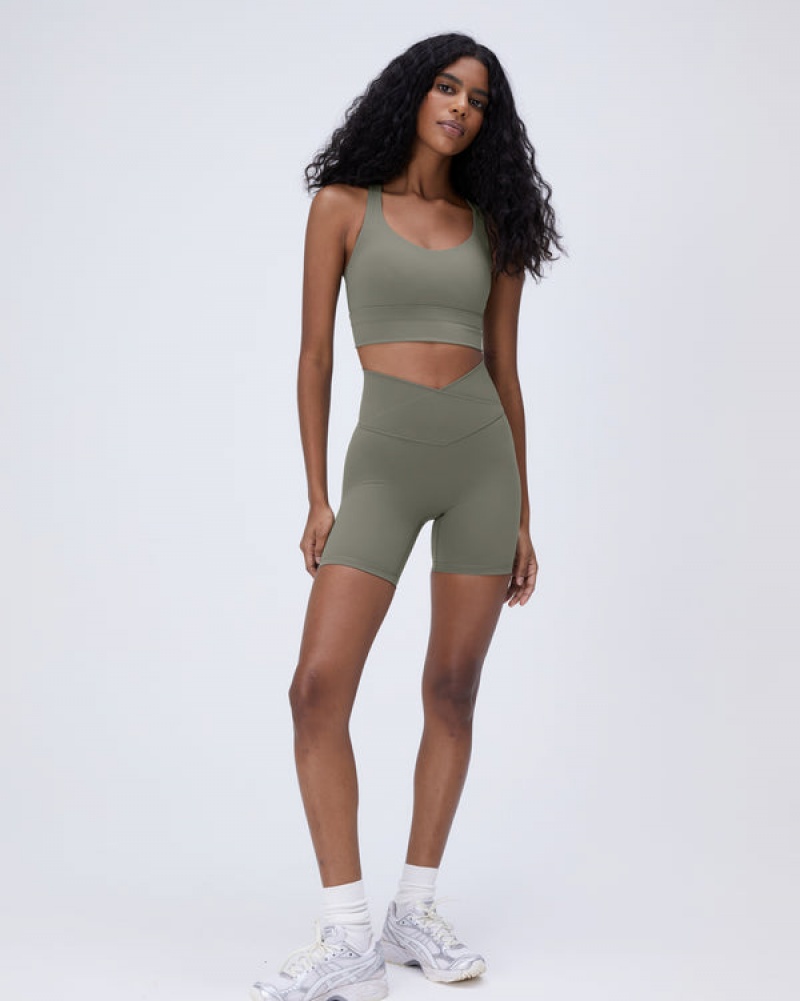 Adanola Ultimate Wrap Over Crop Shorts Olivengrøn Grøn | SN-ADA56604