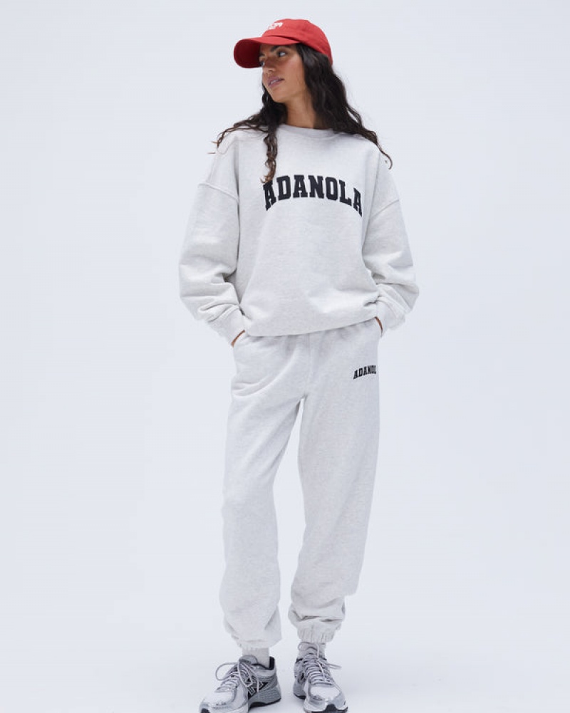 Adanola Varsity Oversized Sweatshirt Lysegrå Sort | SN-ADA56515