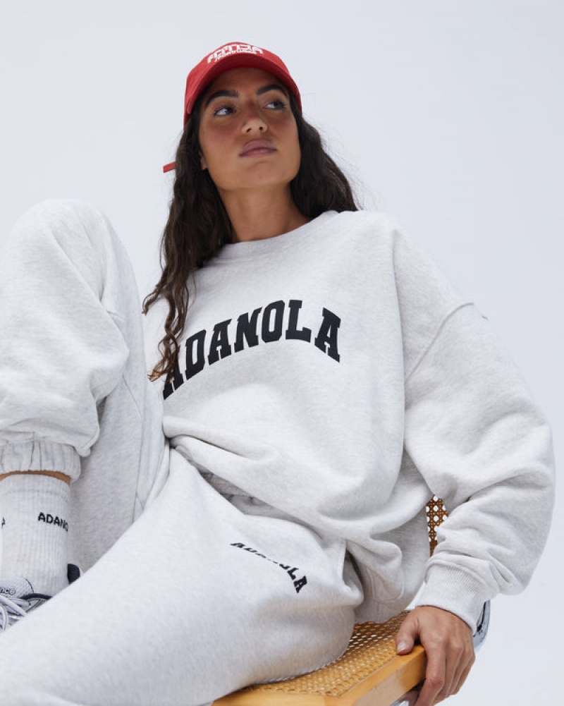 Adanola Varsity Oversized Sweatshirt Lysegrå Sort | SN-ADA56515