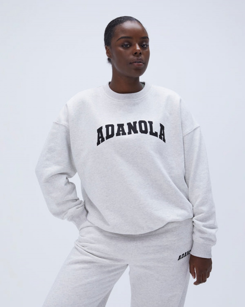 Adanola Varsity Oversized Sweatshirt Lysegrå Sort | SN-ADA56515