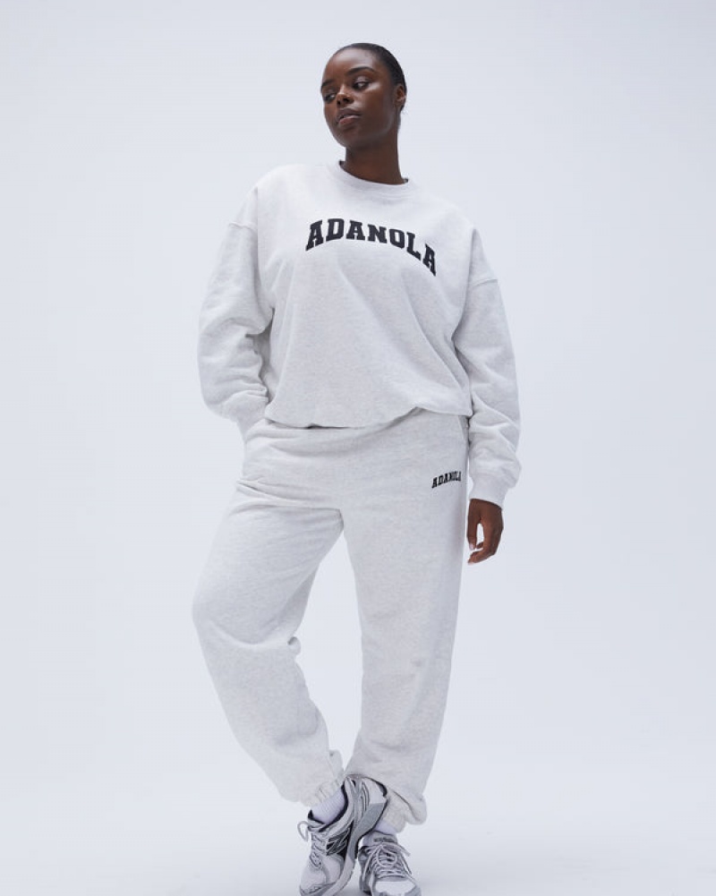 Adanola Varsity Oversized Sweatshirt Lysegrå Sort | SN-ADA56515