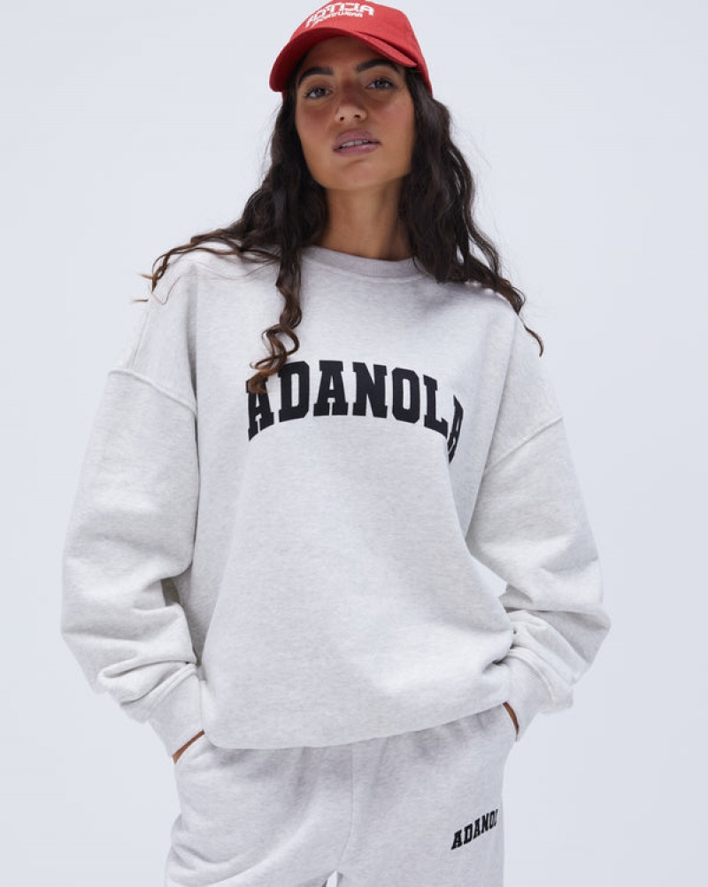 Adanola Varsity Oversized Sweatshirt Lysegrå Sort | SN-ADA56515