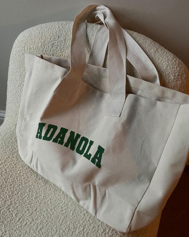 Adanola Varsity Tote Bag Hvide Grøn | SN-ADA56675