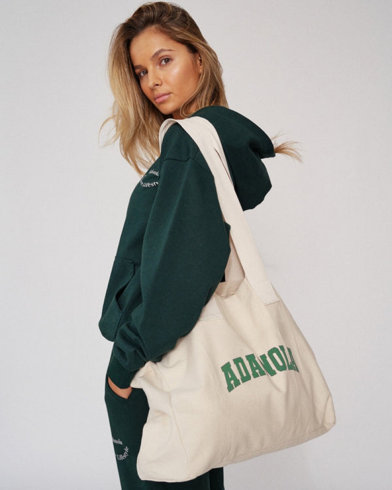 Adanola Varsity Tote Bag Hvide Grøn | SN-ADA56675