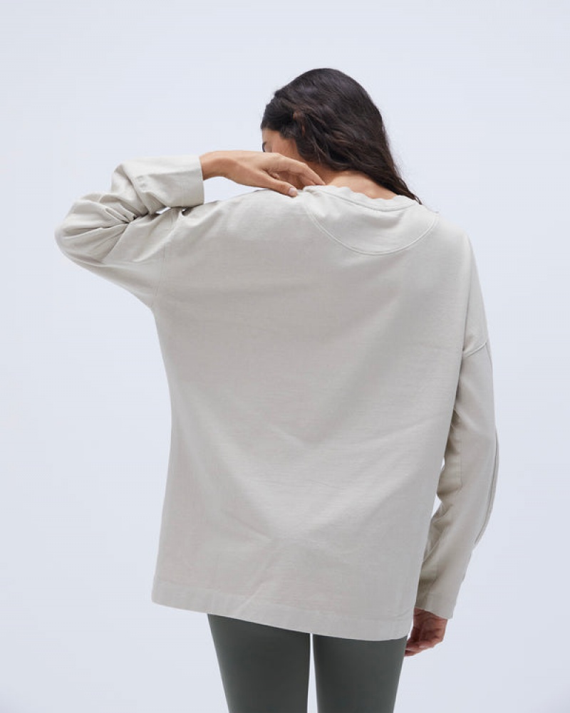 Adanola Washed Long Sleeve Boxy T-shirt Grå | SN-ADA56446