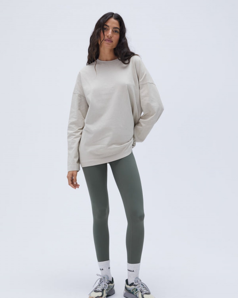 Adanola Washed Long Sleeve Boxy T-shirt Grå | SN-ADA56446