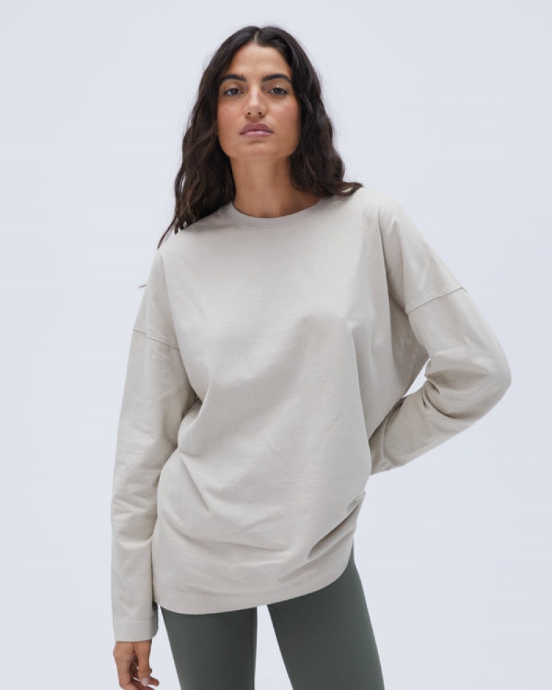 Adanola Washed Long Sleeve Boxy T-shirt Grå | SN-ADA56446