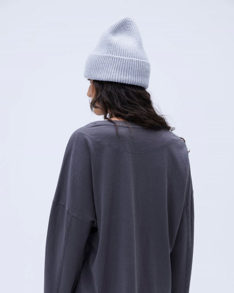 Adanola Washed Long Sleeve Boxy T-shirt Grå | SN-ADA56505