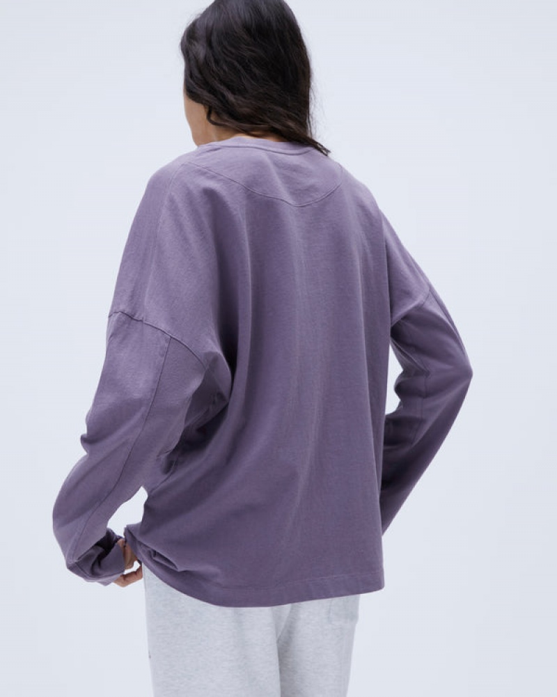 Adanola Washed Long Sleeve Boxy T-shirt Lilla | SN-ADA56504